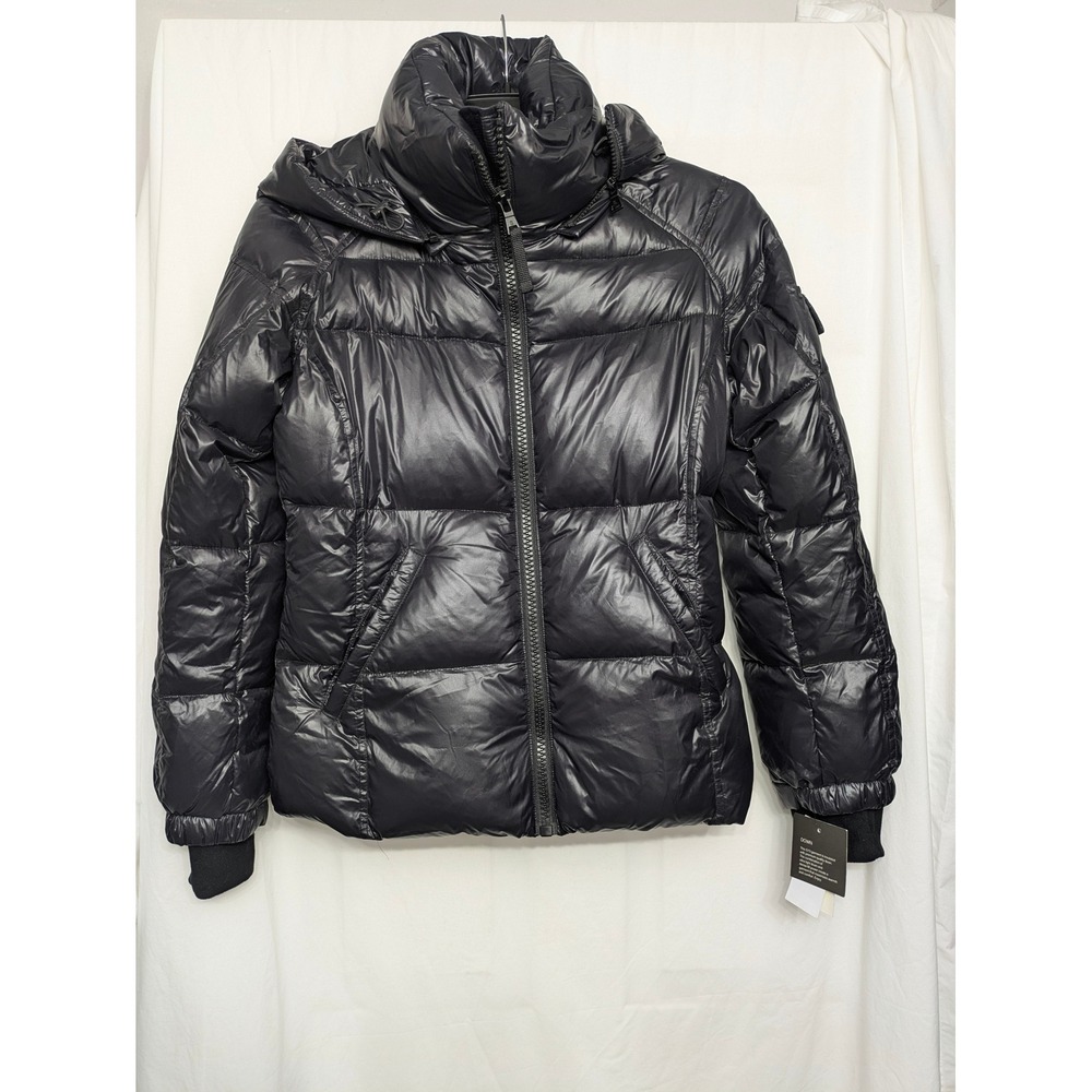 S13 New York Gloss Kylie Down Puffer Jacket Jet Black S10103NDA Medium NWT